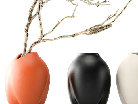 Minimalist Autumn Bouquet Dried Branches Vase New decor set 3D Model