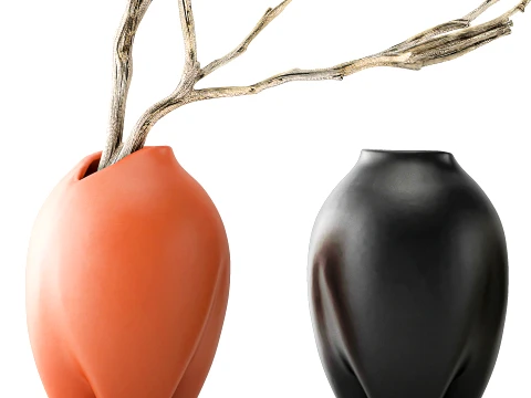 Minimalist Autumn Bouquet Dried Branches Vase New decor set 3D Model