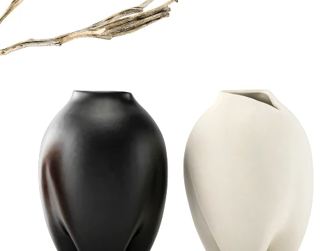 Minimalist Autumn Bouquet Dried Branches Vase New decor set 3D Model