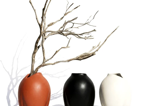 Minimalist Autumn Bouquet Dried Branches Vase New decor set 3D Model