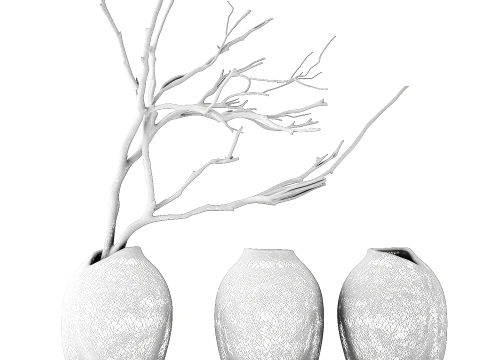 Minimalist Autumn Bouquet Dried Branches Vase New decor set 3D Model