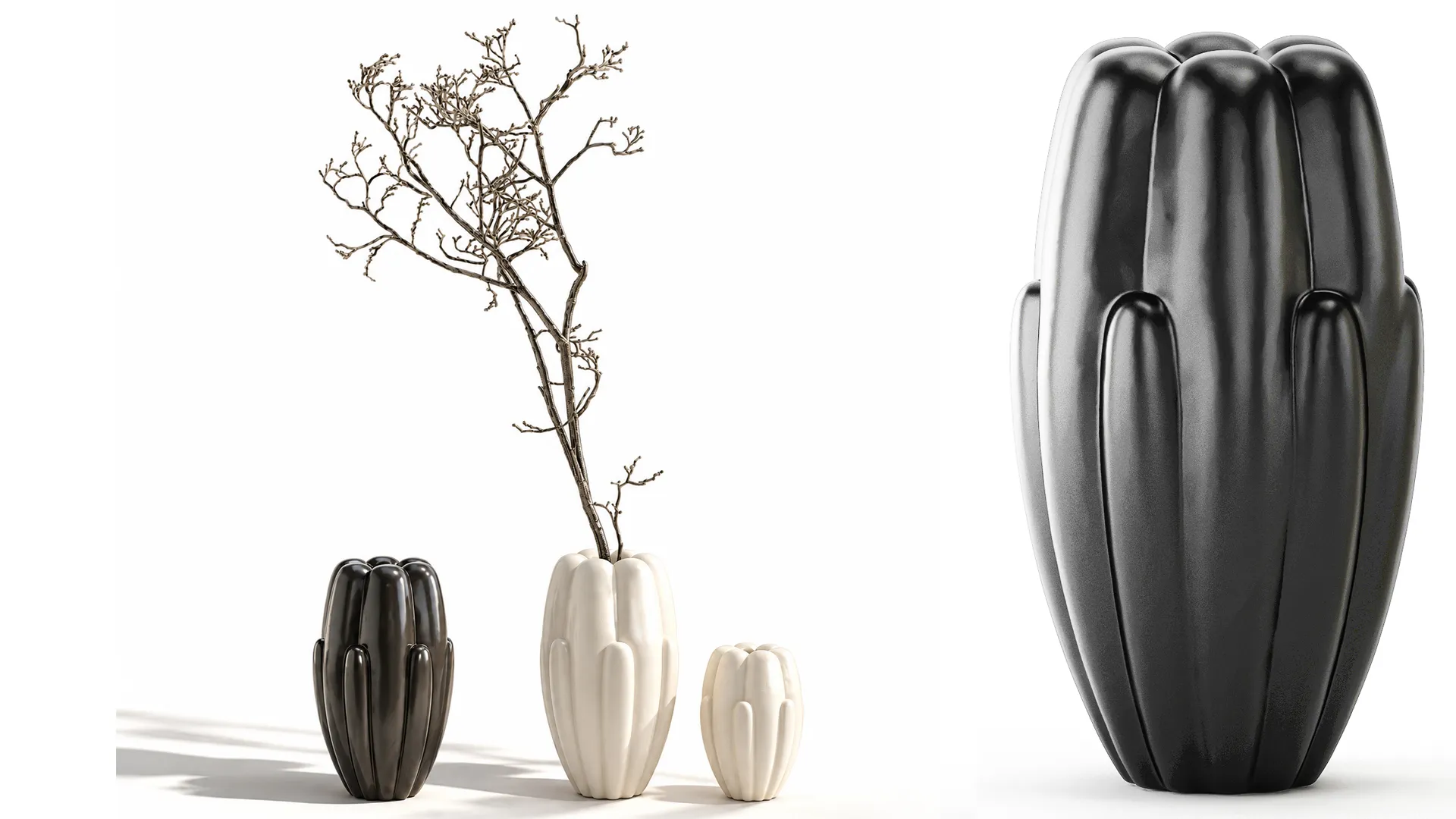 Minimalist Autumn Bouquet Dried Branches Vase New 3D Model .c4d .max .obj .3ds .fbx .stl .blend