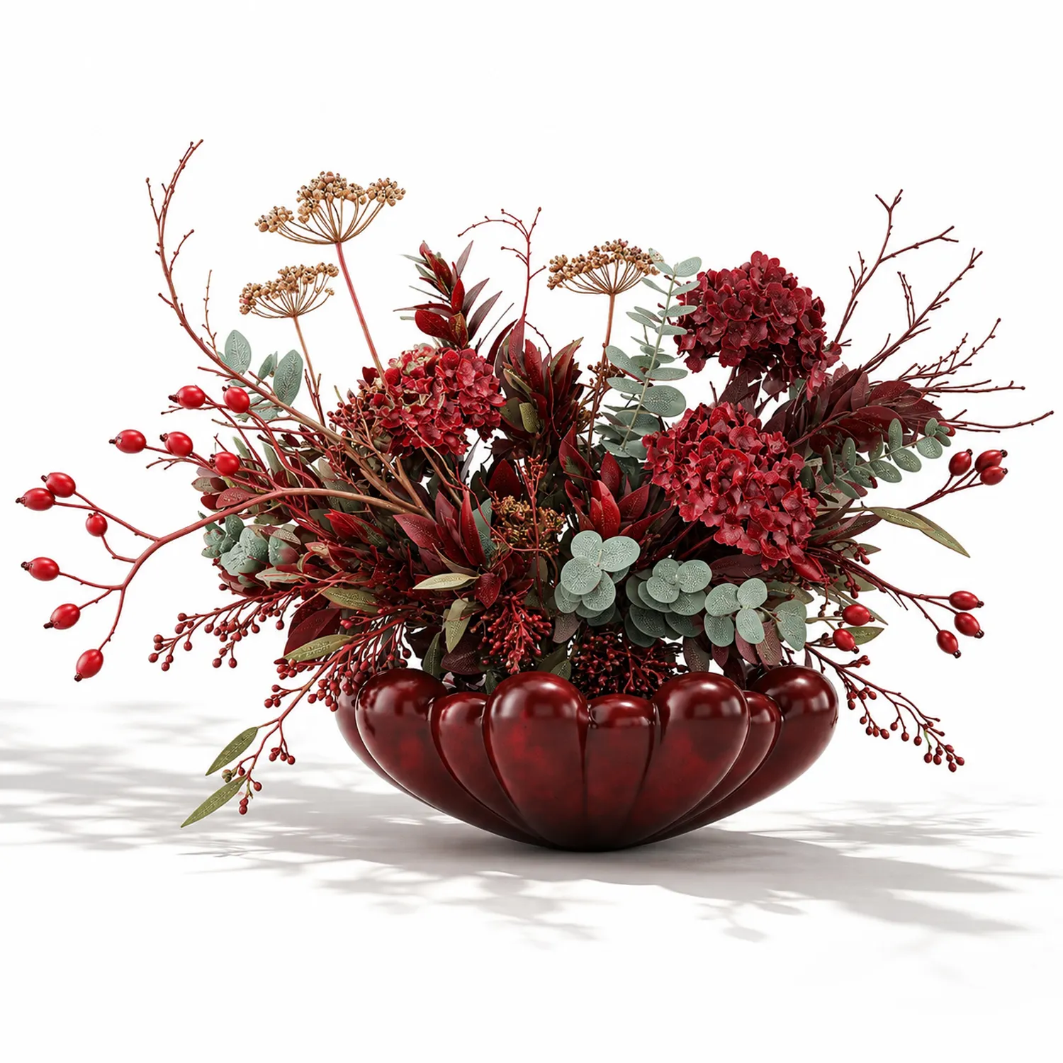 Bouquet red Flowers Branches Hydrangea Vase decor 101 Copenhagen 3D Model .c4d .max .obj .3ds .fbx .stl .blend