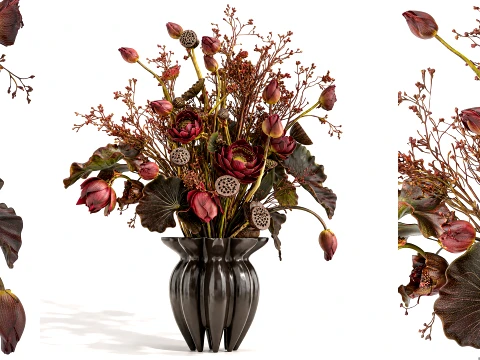 101 Copenhagen bouquet featuring lotus stem leaves 3Dモデル