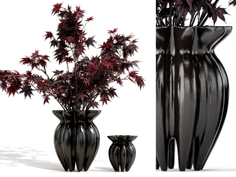 101 Copenhagen large bouquet maple branches leaves vase decor Model 3D