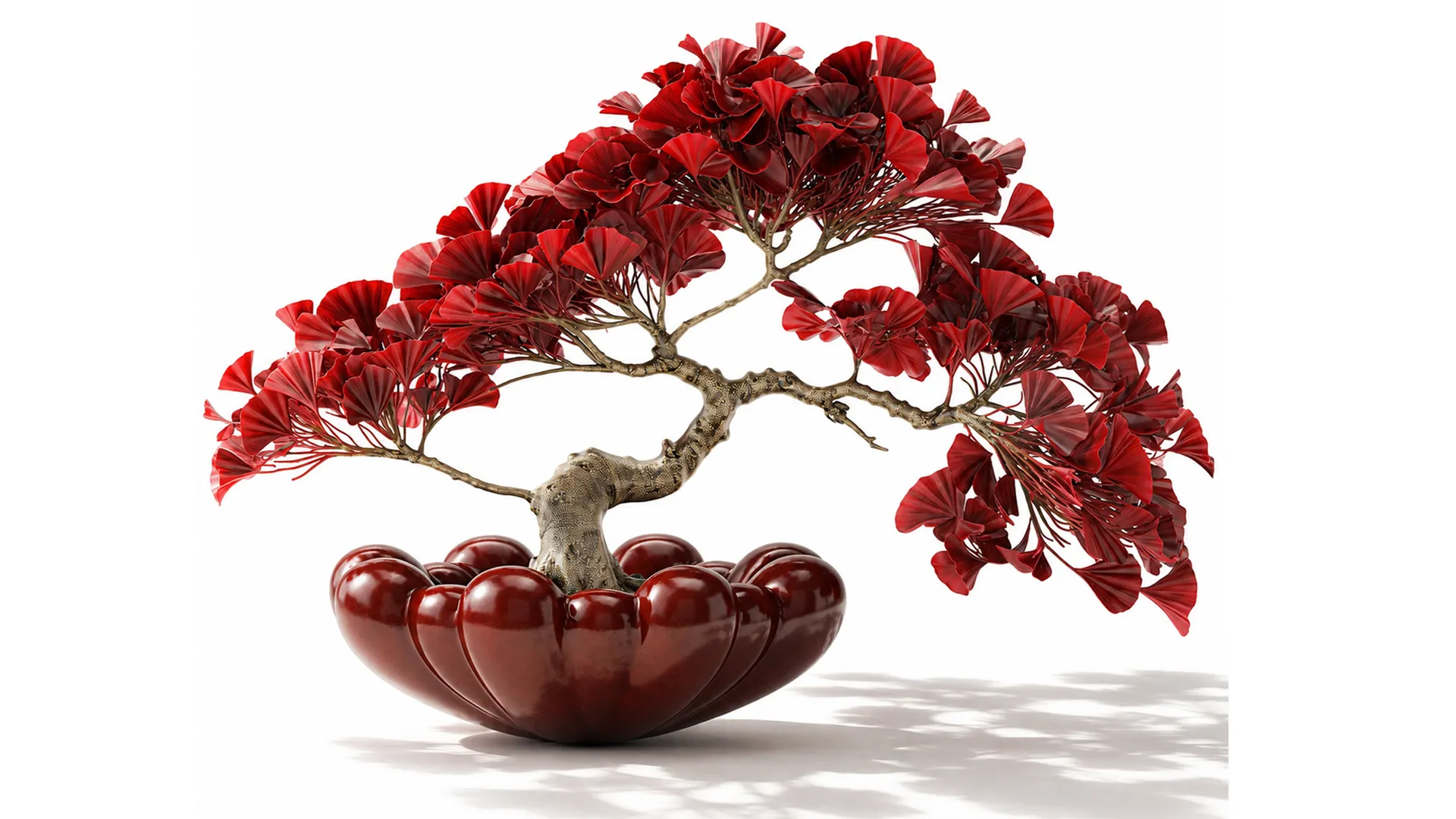 Bouquet bonsai tree topiary red Ginkgo biloba vase 101 Copenhagen 3D Model .c4d .max .obj .3ds .fbx .stl .blend 