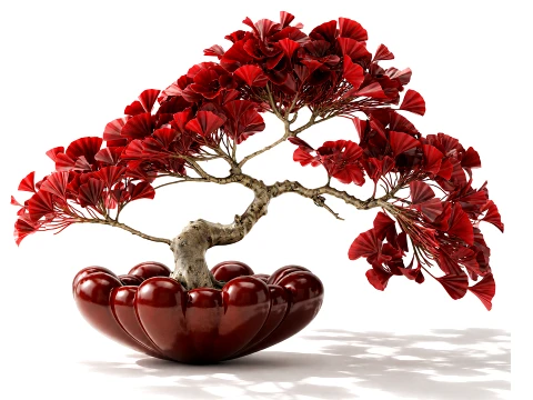 Bouquet bonsai tree topiary red Ginkgo biloba vase 101 Copenhagen 3D Model