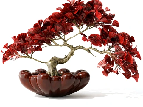 Bouquet bonsai tree topiary red Ginkgo biloba vase 101 Copenhagen 3D Model