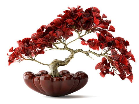 Bouquet bonsai tree topiary red Ginkgo biloba vase 101 Copenhagen 3D Model