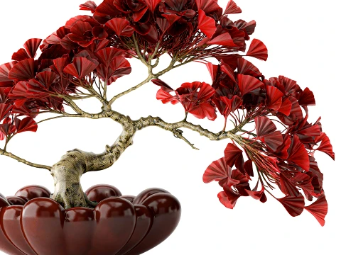 Bouquet bonsai tree topiary red Ginkgo biloba vase 101 Copenhagen 3D Model