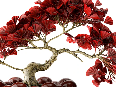 Bouquet bonsai tree topiary red Ginkgo biloba vase 101 Copenhagen 3D Model