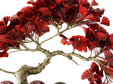 Bouquet bonsai tree topiary red Ginkgo biloba vase 101 Copenhagen 3D Model