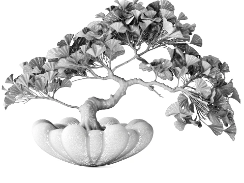Bouquet bonsai tree topiary red Ginkgo biloba vase 101 Copenhagen 3D Model