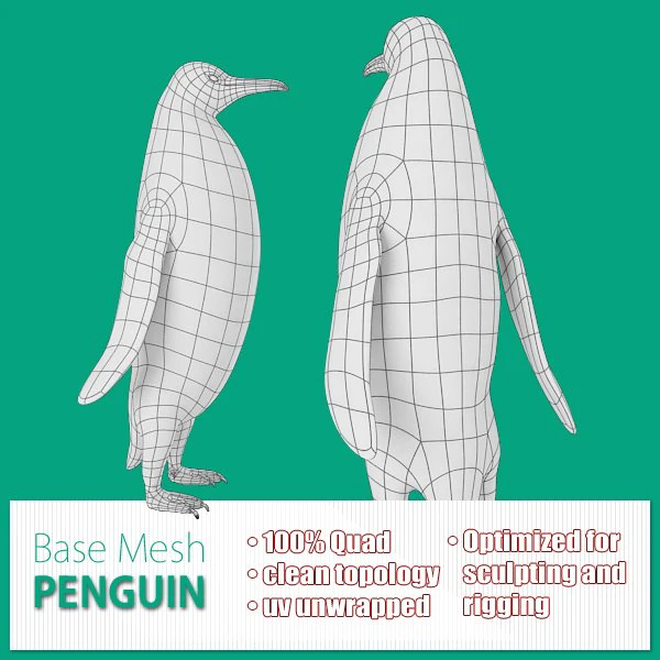 penguin 3D Model .c4d .max .obj .3ds .fbx .stl .blend 