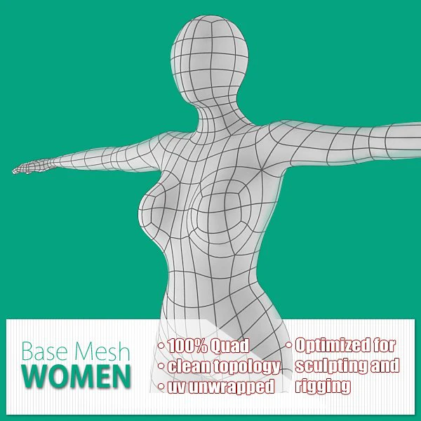 women base mesh 3D Model .c4d .max .obj .3ds .fbx .stl .blend