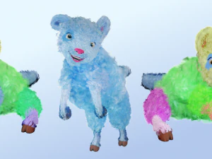 high poly cute cartoon rigged sheep 3D Model