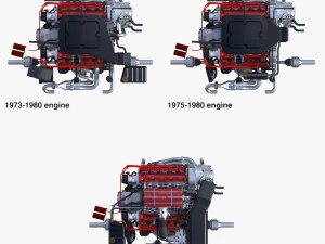 Italian V8 Engine and Internals Pack 3D Model