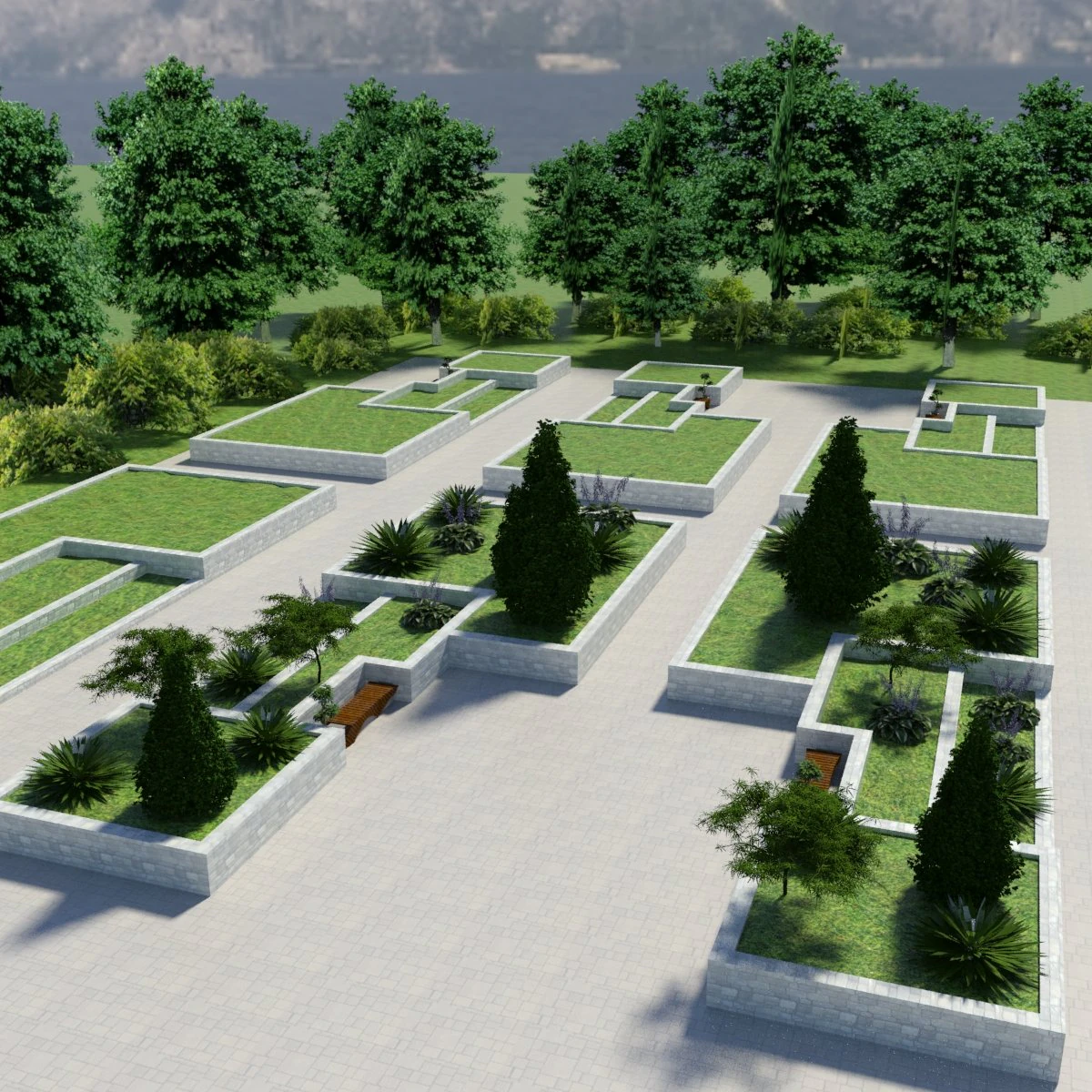 park landscape 2 3D Model .c4d .max .obj .3ds .fbx .stl .blend 