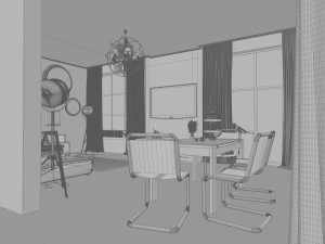 living room Modello 3D