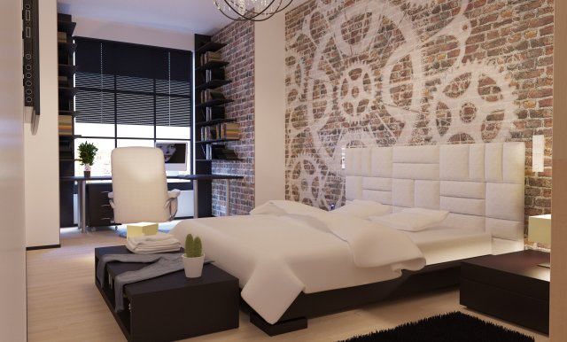 bedroom 3D 模型 .c4d .max .obj .3ds .fbx .stl .blend 