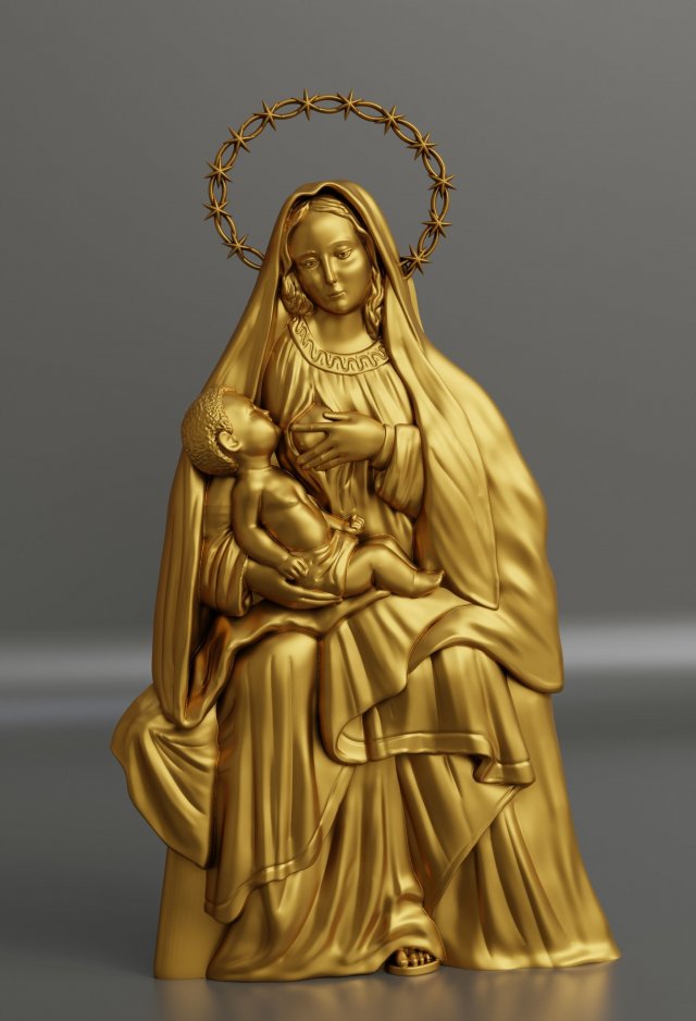 Nursing Madonna Relief Sculpture 3D print model 3Dプリントモデル .c4d .max .obj .3ds .fbx .stl .blend 