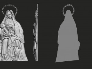 Nursing Madonna Relief Sculpture 3D print model 3Dプリントモデル