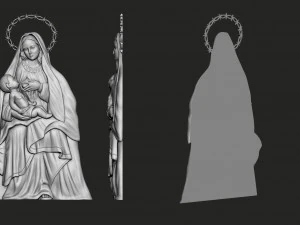 Nursing Madonna Relief Sculpture 3D print model 3D Print Model