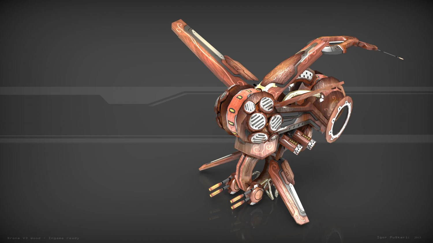 drone v3 wood 3D Model .c4d .max .obj .3ds .fbx .stl .blend 