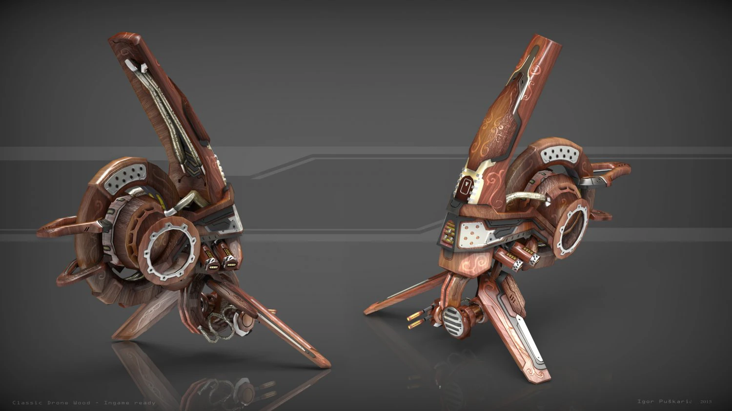 drone v0 wood 3D Model .c4d .max .obj .3ds .fbx .stl .blend