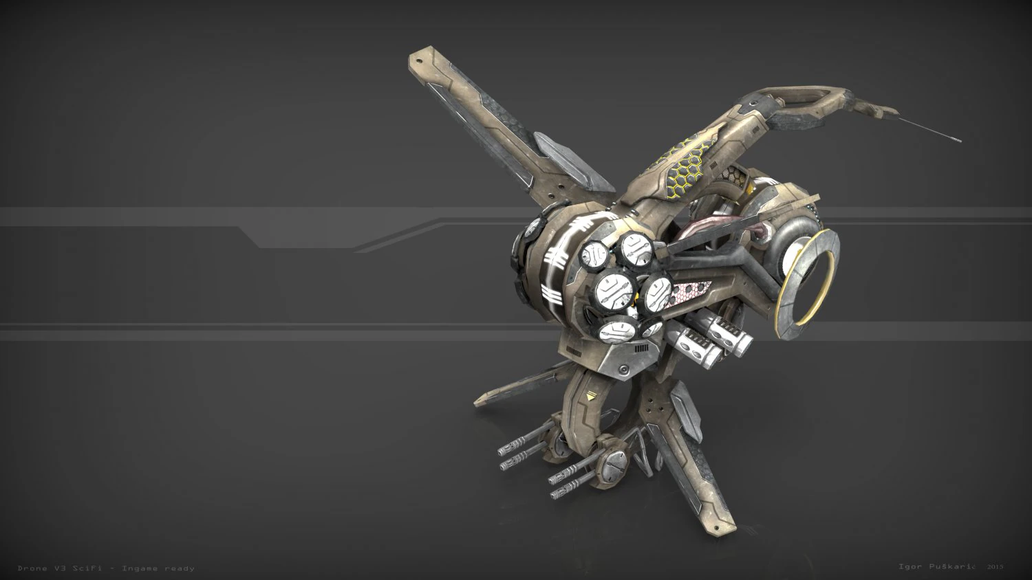 drone v3 scifi 3D Model .c4d .max .obj .3ds .fbx .stl .blend 