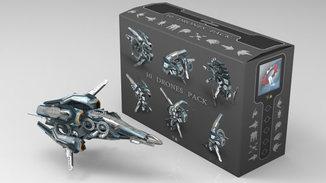 10 drone pack - cybertech Modello 3D .c4d .max .obj .3ds .fbx .stl .blend 
