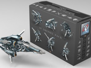10 drone pack - cybertech 3D Model