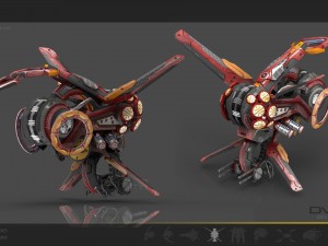 10 drone pack red manga Model 3D