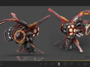 10 drone pack red manga 3D Model