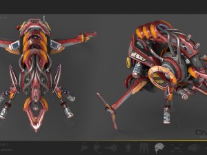 10 drone pack red manga Model 3D