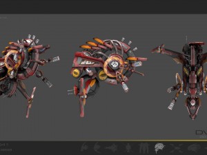 10 drone pack red manga Model 3D