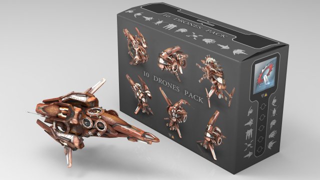 10 drones wood pack 3D 모델 .c4d .max .obj .3ds .fbx .stl .blend 
