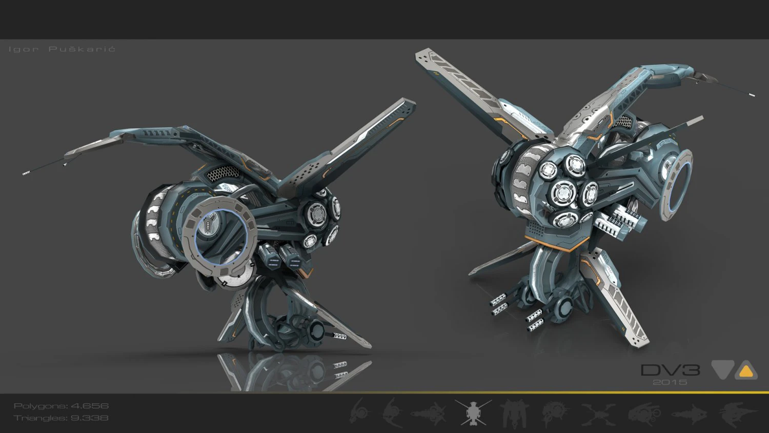drone v3 cybertech 3D Model .c4d .max .obj .3ds .fbx .stl .blend 