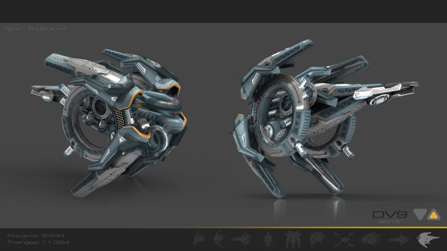 drone v9 cybertech Modello 3D .c4d .max .obj .3ds .fbx .stl .blend 