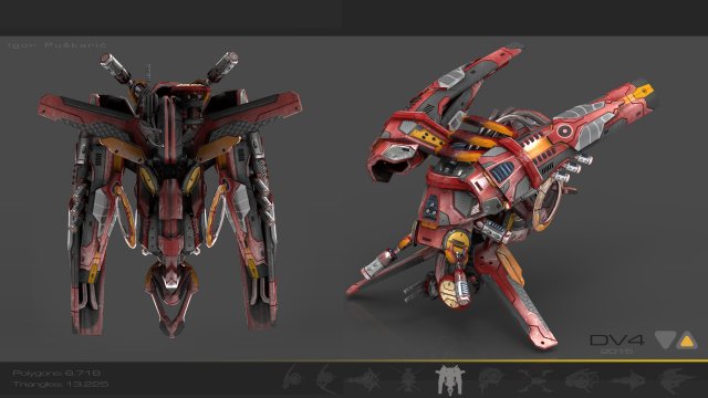 drone v4 red manga 3D Model .c4d .max .obj .3ds .fbx .stl .blend 