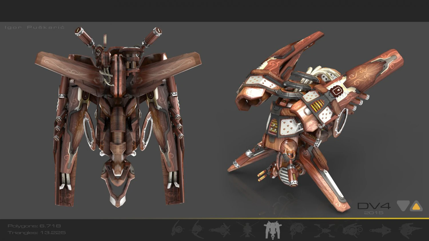drone v4 wood 3D Model .c4d .max .obj .3ds .fbx .stl .blend 