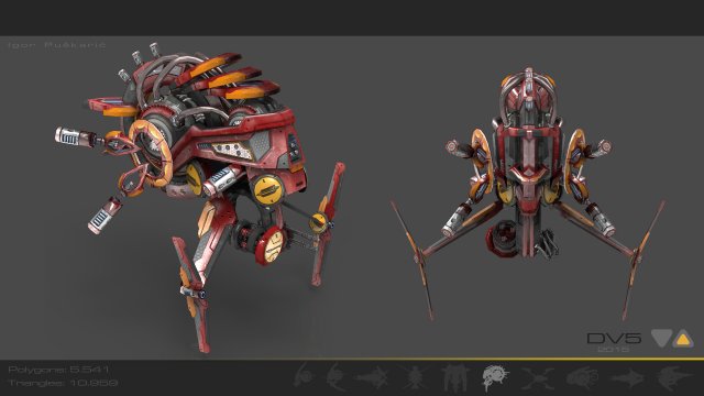 drone v5 red manga 3D Модель .c4d .max .obj .3ds .fbx .stl .blend 