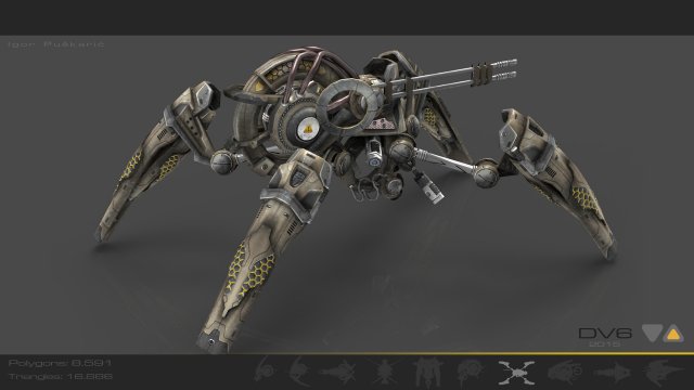 drone v6 spider scifi Modelo 3D .c4d .max .obj .3ds .fbx .stl .blend 