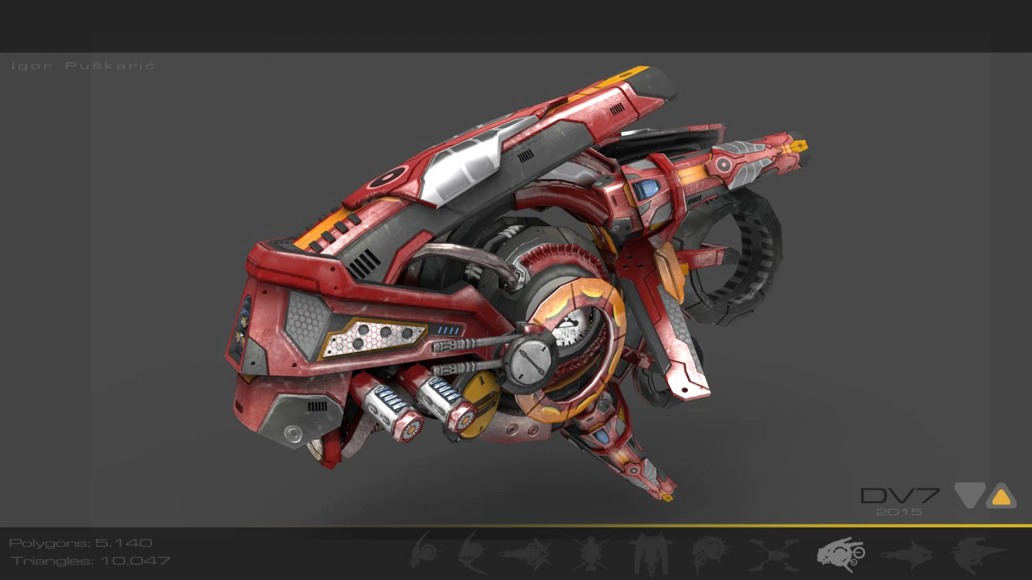 drone v7 red manga 3D Model .c4d .max .obj .3ds .fbx .stl .blend