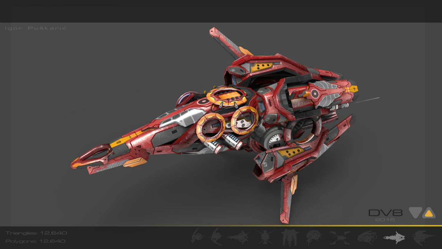 drone v8 red manga 3D Model .c4d .max .obj .3ds .fbx .stl .blend 