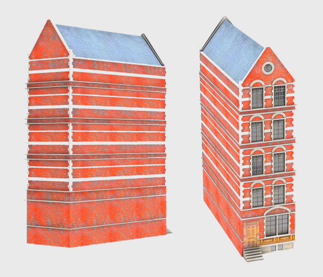 modular european house game-ready Model 3D .c4d .max .obj .3ds .fbx .stl .blend 