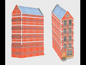 modular european house game-ready Modelo 3D