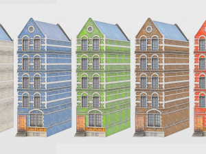modular european house game-ready Model 3D