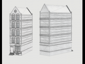 modular european house game-ready Model 3D