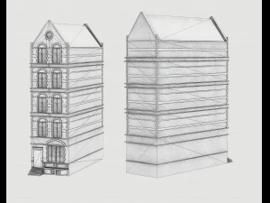 modular european house game-ready 3D Model